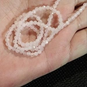 ROSE QUARTZ FACETED 20 INCH BEADED NECKLACE, STERLING. (N-1055783)